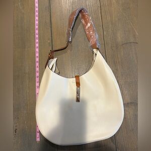 Chic Cream Hobo Bag with Tan Accent